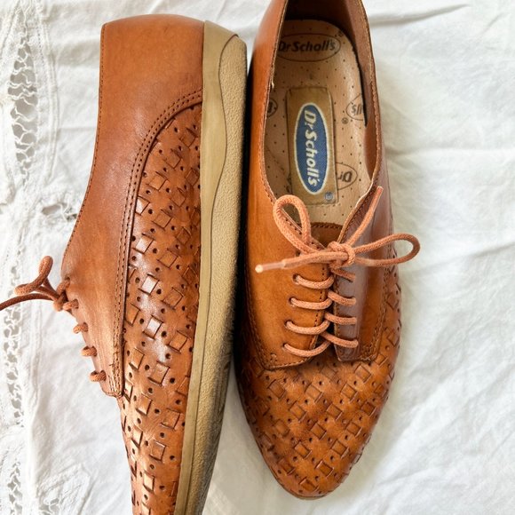 vintage dr. Scholls tan loafers lace up oxfords size 5